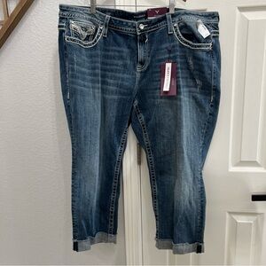Vigoss Chelsea‎ Capri Jeans Low Rise Women's Size 25 Medium Wash (26x25) BNWT